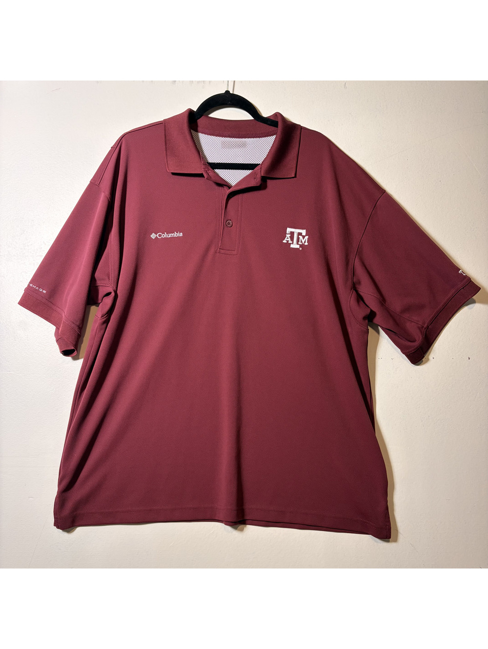 Columbia PFG Texas A&M Omni-Wick Polo Shirt Mens 3XL Maroon